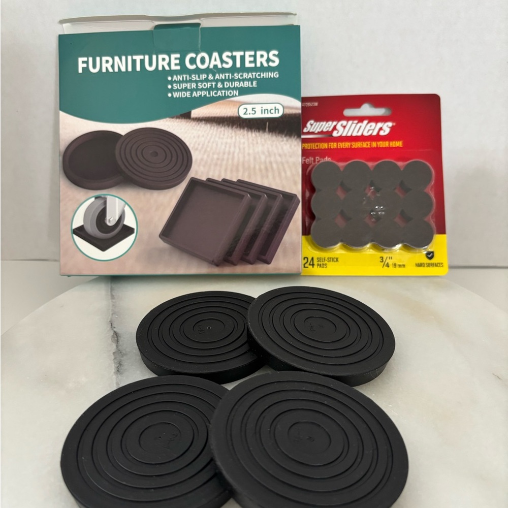 Black Furniture Coasters Set and 24 Sliders